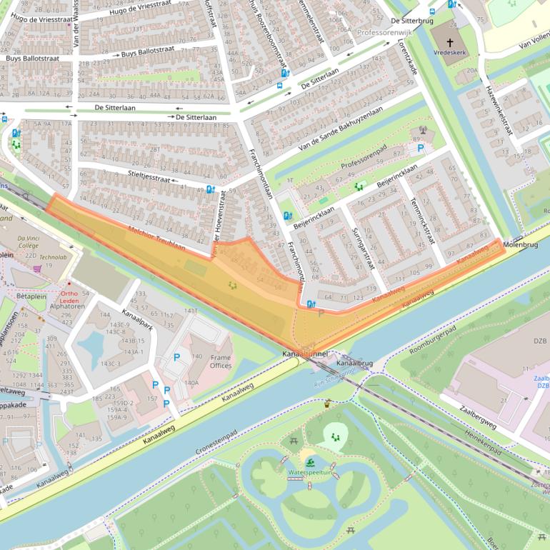 Kaart van postcodegebied 2313VJ.