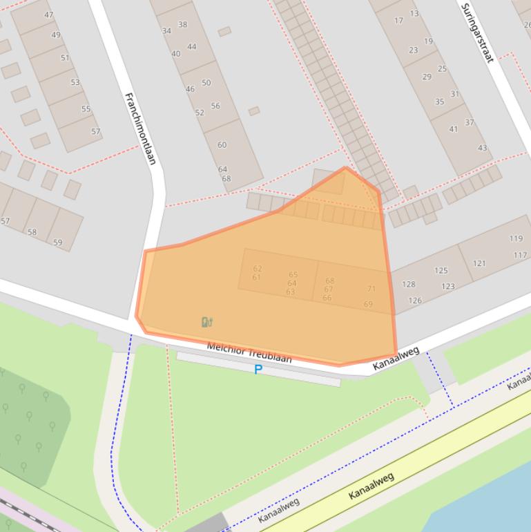 Kaart van postcodegebied 2313VK.