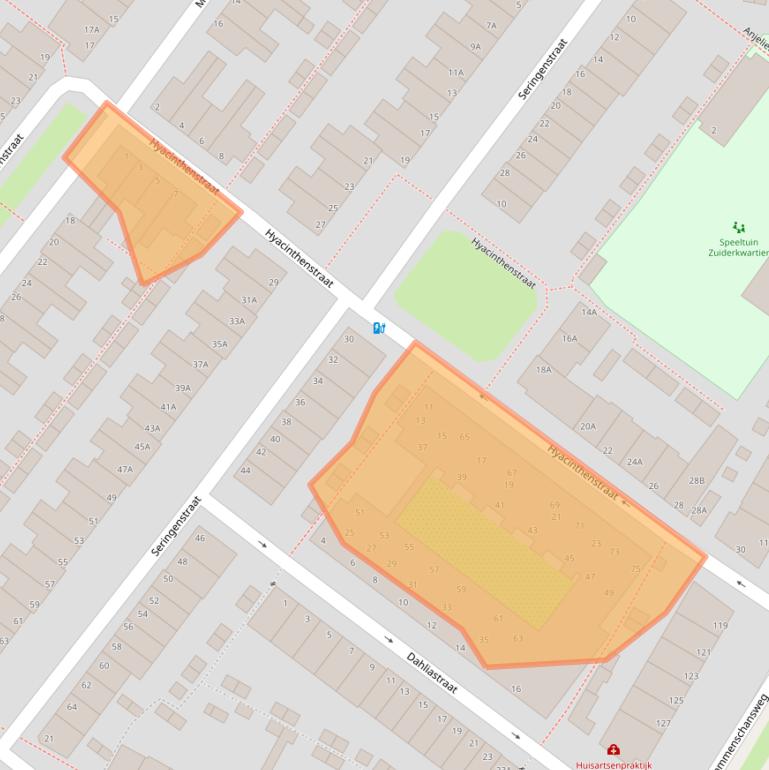 Kaart van postcodegebied 2313XB.