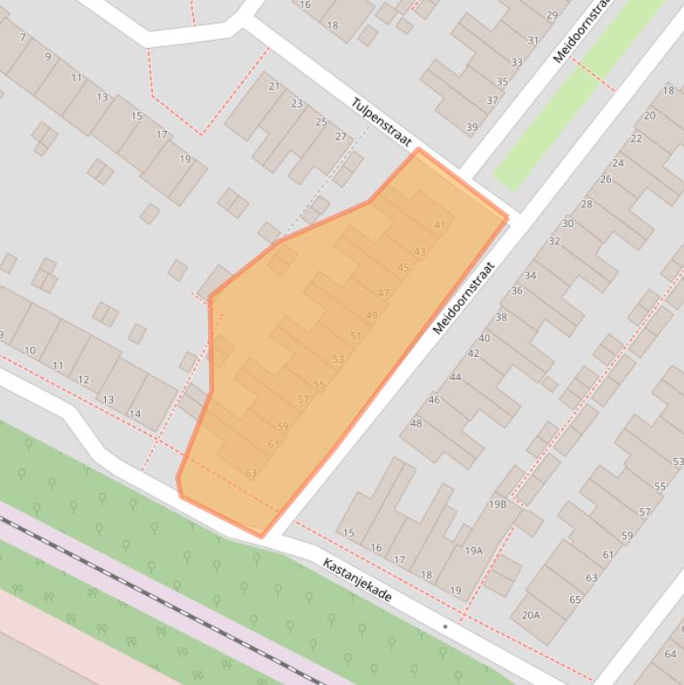 Kaart van postcodegebied 2313XE.