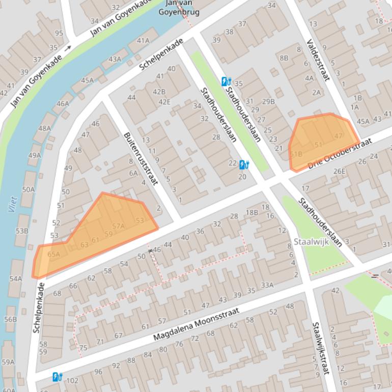 Kaart van postcodegebied 2313ZN.