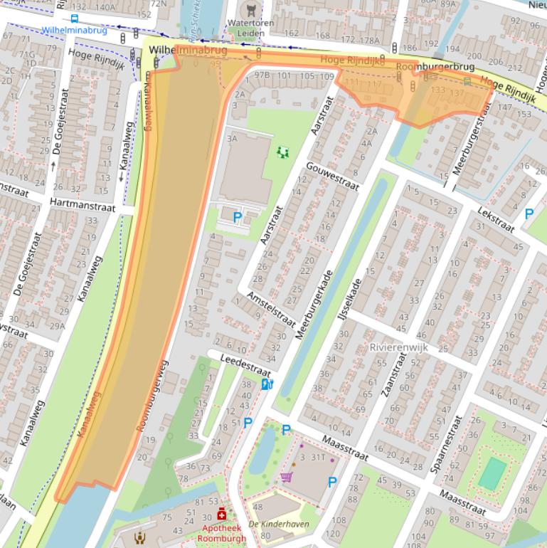 Kaart van postcodegebied 2314AB.