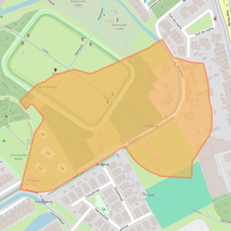 Kaart van postcodegebied 2314AZ.