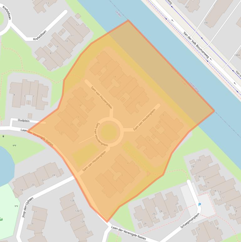 Kaart van postcodegebied 2314EE.