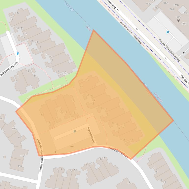 Kaart van postcodegebied 2314EK.