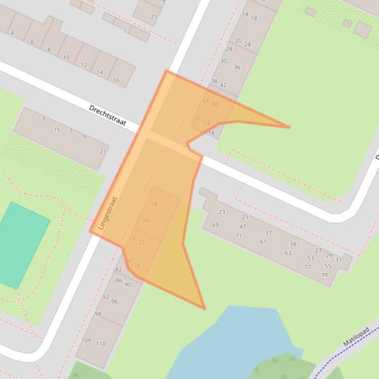 Kaart van postcodegebied 2314TJ.