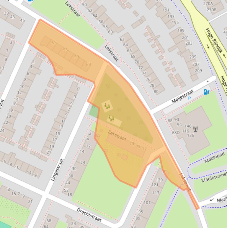 Kaart van postcodegebied 2314VE.