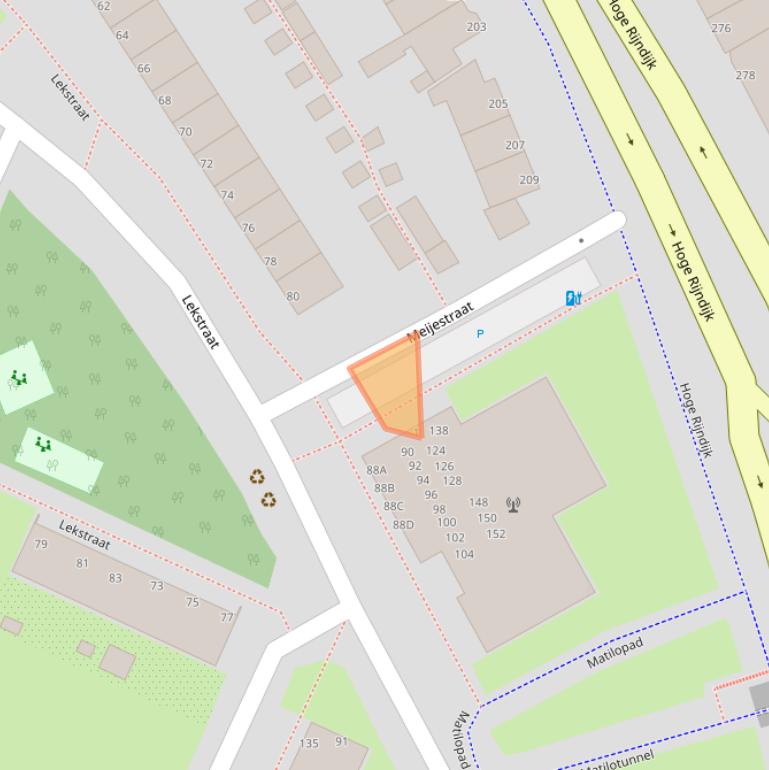 Kaart van postcodegebied 2314WZ.