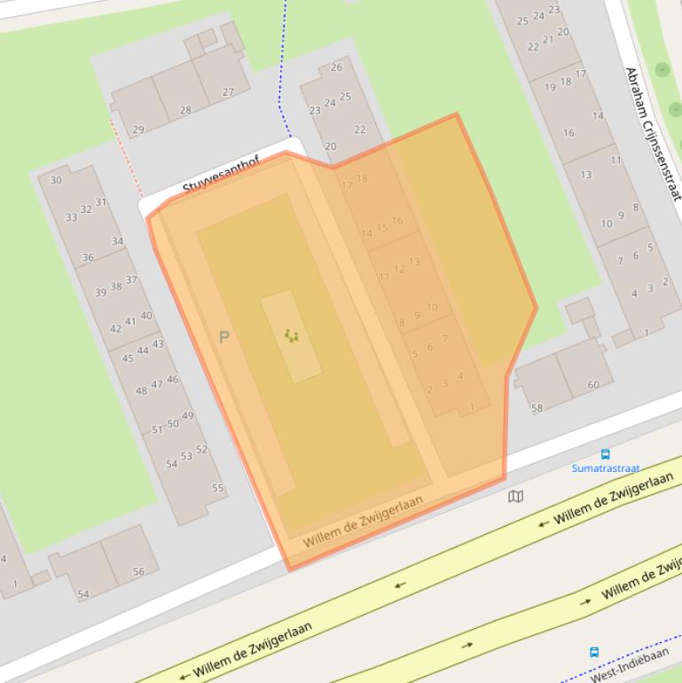 Kaart van postcodegebied 2315AC.