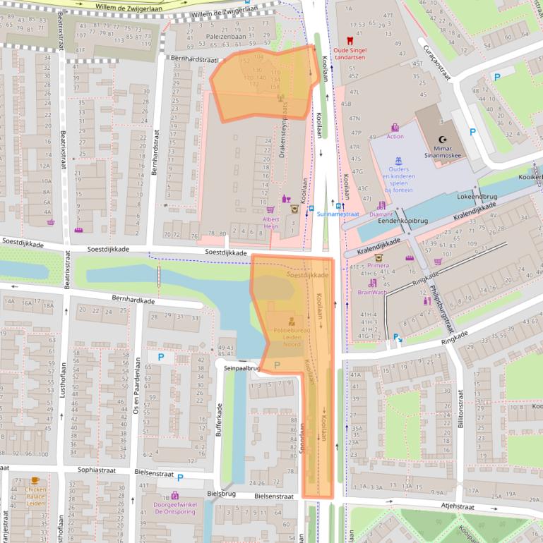Kaart van postcodegebied 2315AX.