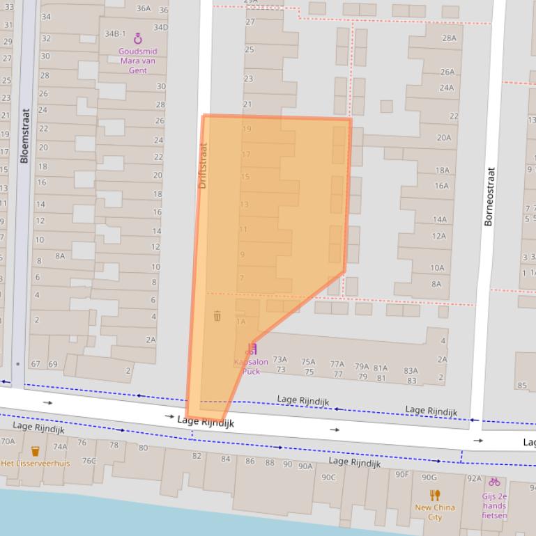 Kaart van postcodegebied 2315CA.