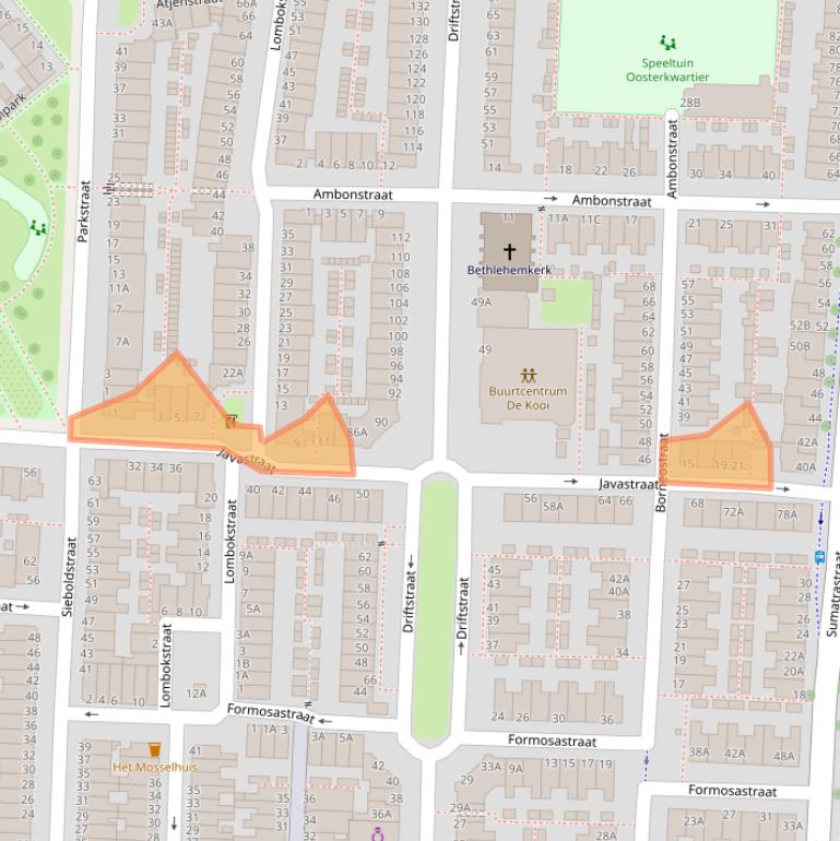 Kaart van postcodegebied 2315GJ.