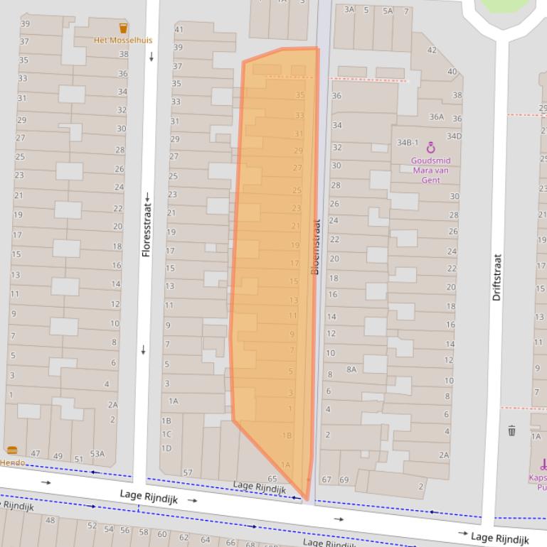 Kaart van postcodegebied 2315HS.