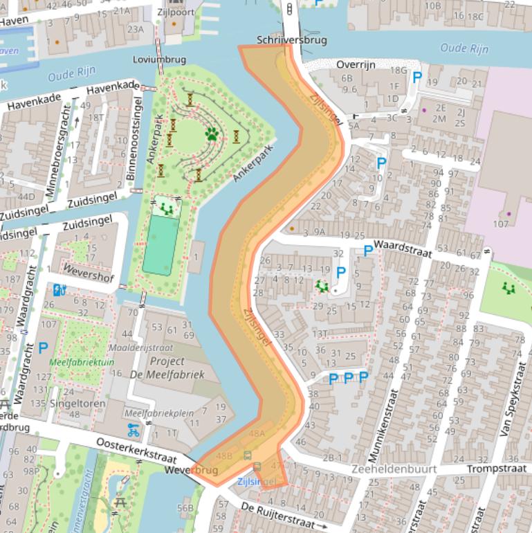 Kaart van postcodegebied 2315KE.