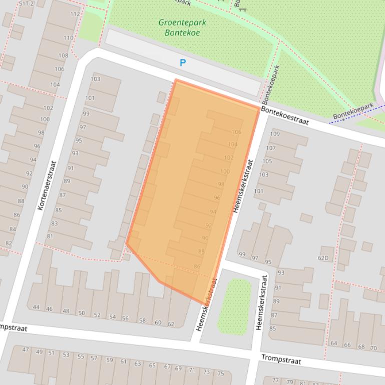 Kaart van postcodegebied 2315TK.