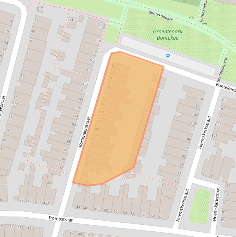 Kaart van postcodegebied 2315TM.