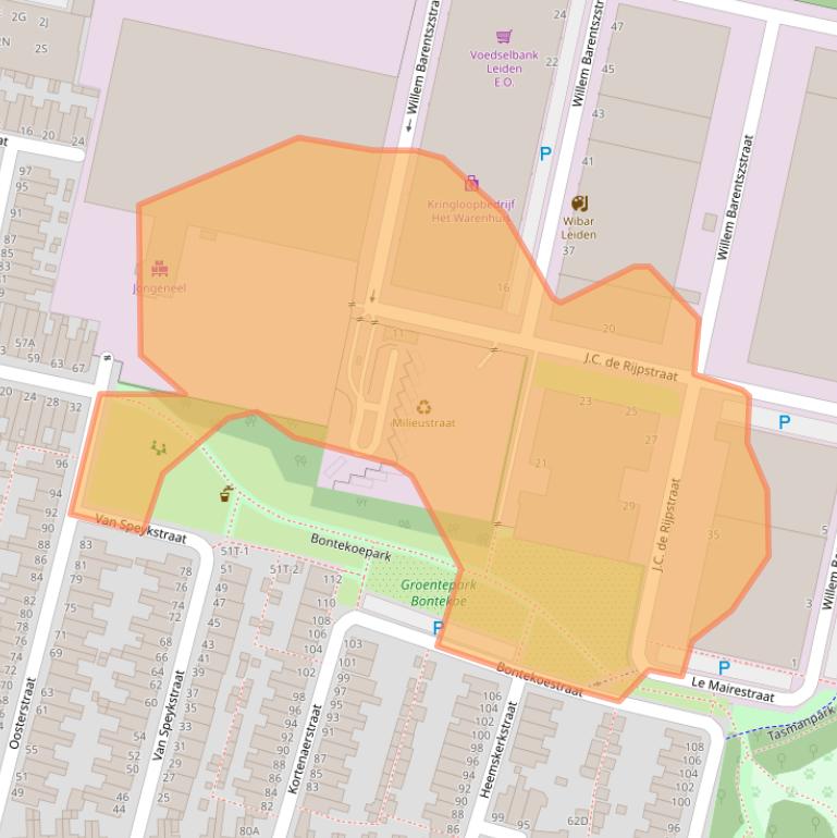 Kaart van postcodegebied 2315WE.