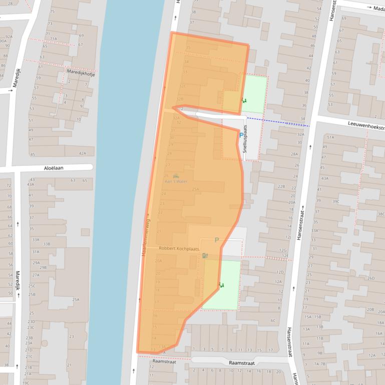 Kaart van postcodegebied 2316AB.