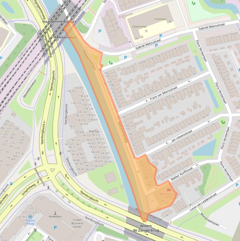 Kaart van postcodegebied 2316AD.