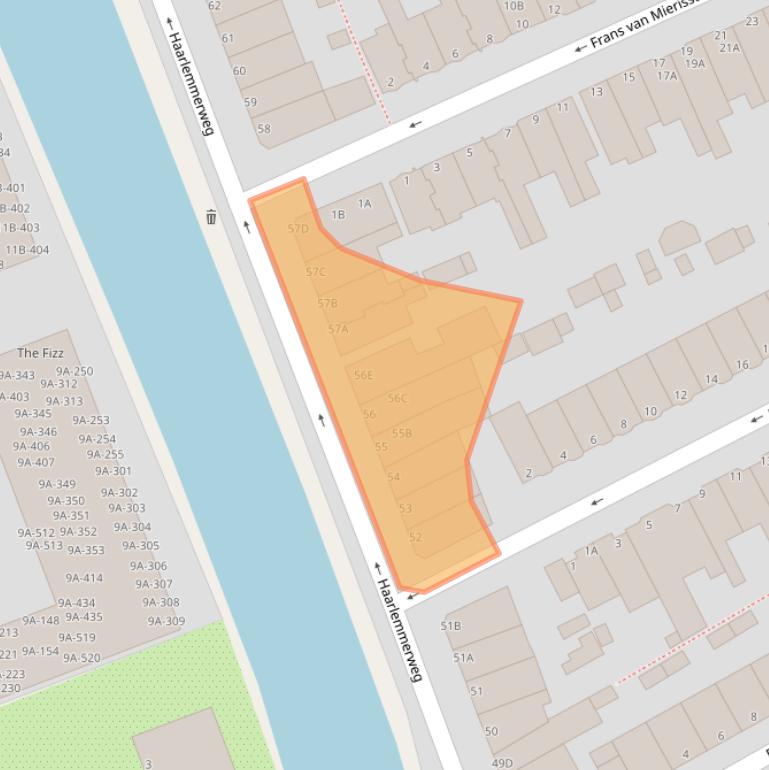 Kaart van postcodegebied 2316AE.