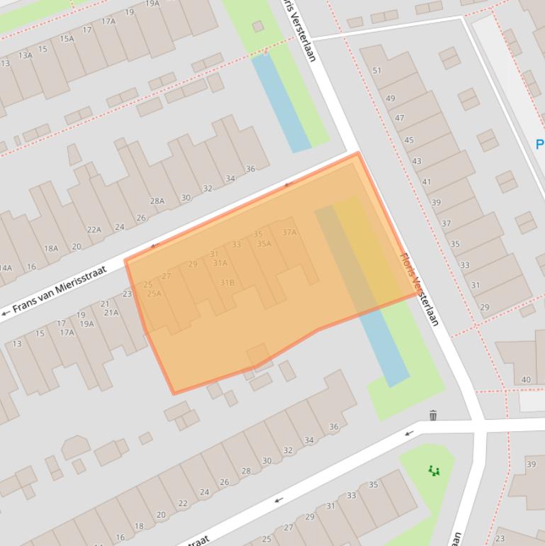 Kaart van postcodegebied 2316AL.
