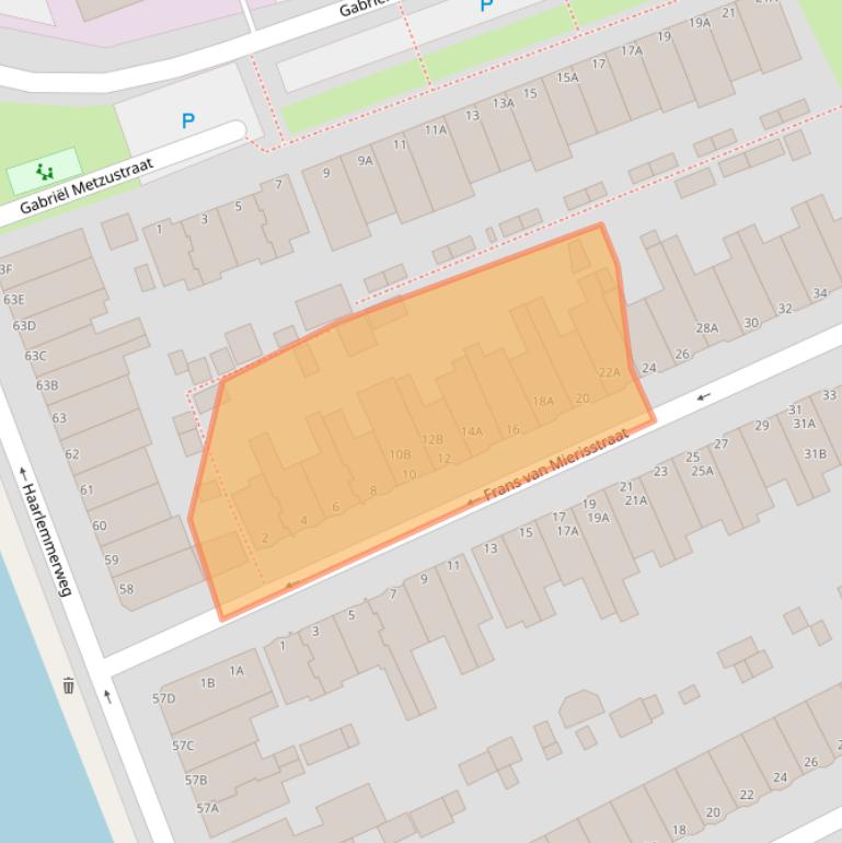 Kaart van postcodegebied 2316AM.