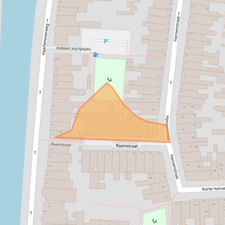 Kaart van postcodegebied 2316BA.