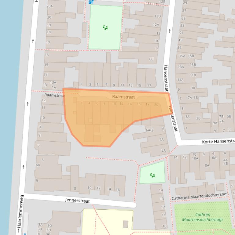 Kaart van postcodegebied 2316BB.