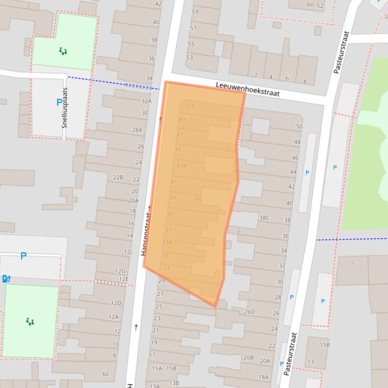 Kaart van postcodegebied 2316BD.