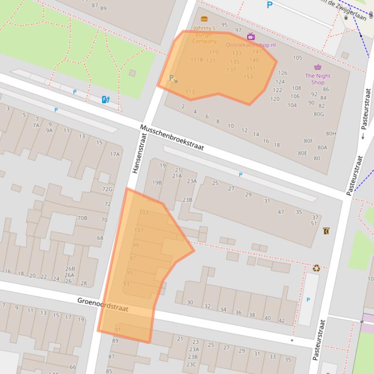 Kaart van postcodegebied 2316BG.