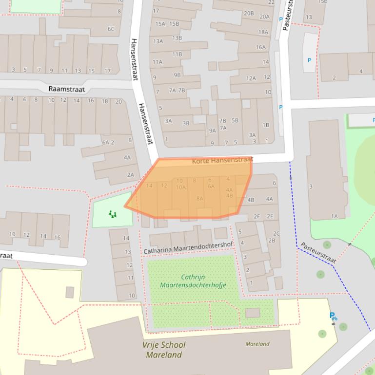 Kaart van postcodegebied 2316BP.