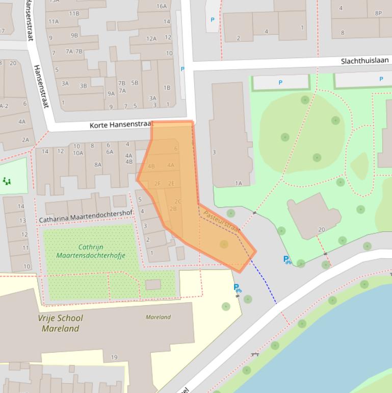 Kaart van postcodegebied 2316BT.