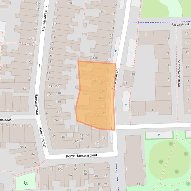 Kaart van postcodegebied 2316BV.