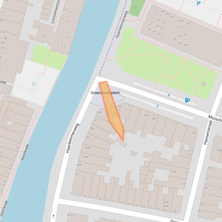 Kaart van postcodegebied 2316BZ.