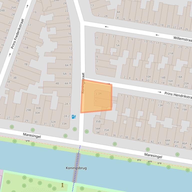 Kaart van postcodegebied 2316CA.