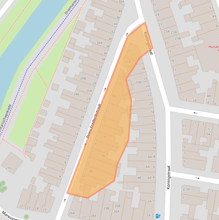 Kaart van postcodegebied 2316CH.