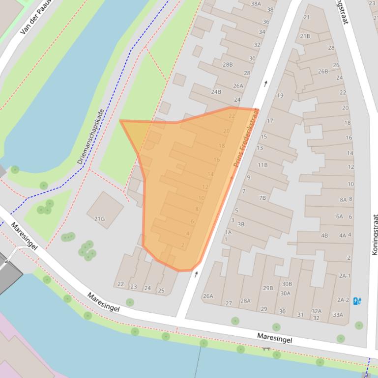 Kaart van postcodegebied 2316CJ.