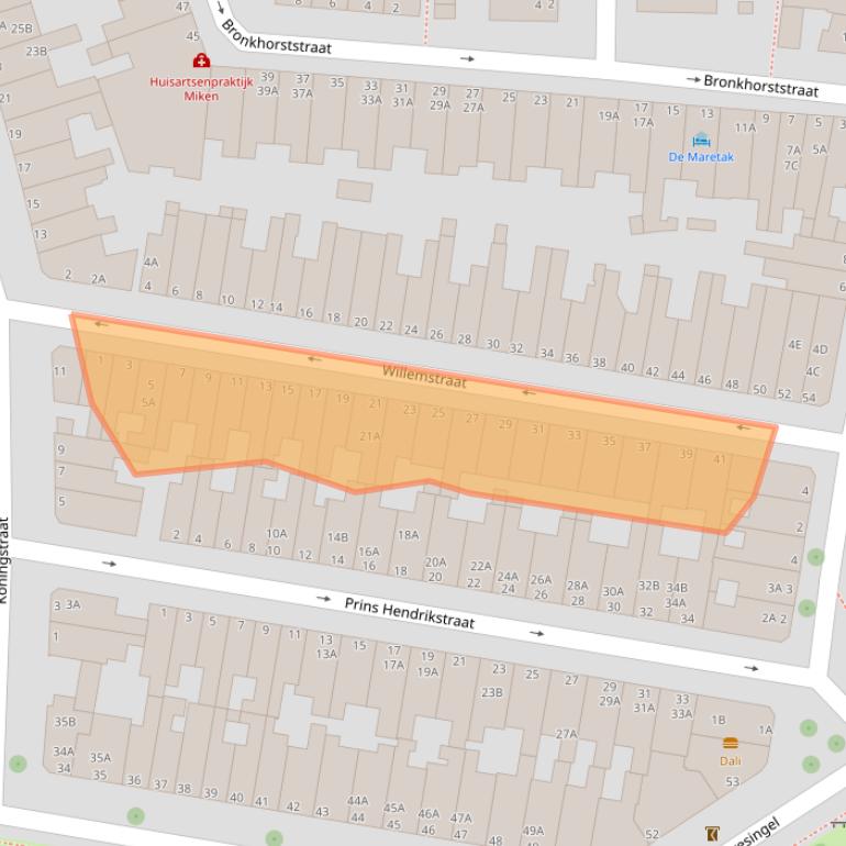 Kaart van postcodegebied 2316CR.