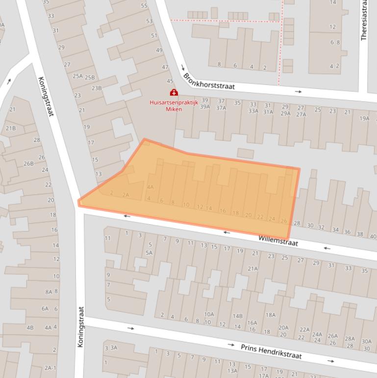 Kaart van postcodegebied 2316CS.