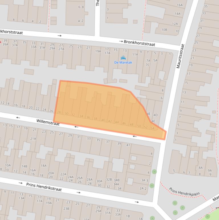 Kaart van postcodegebied 2316CT.