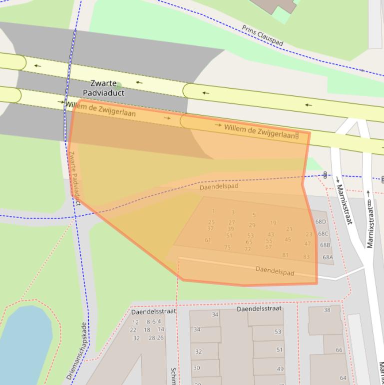 Kaart van postcodegebied 2316DB.