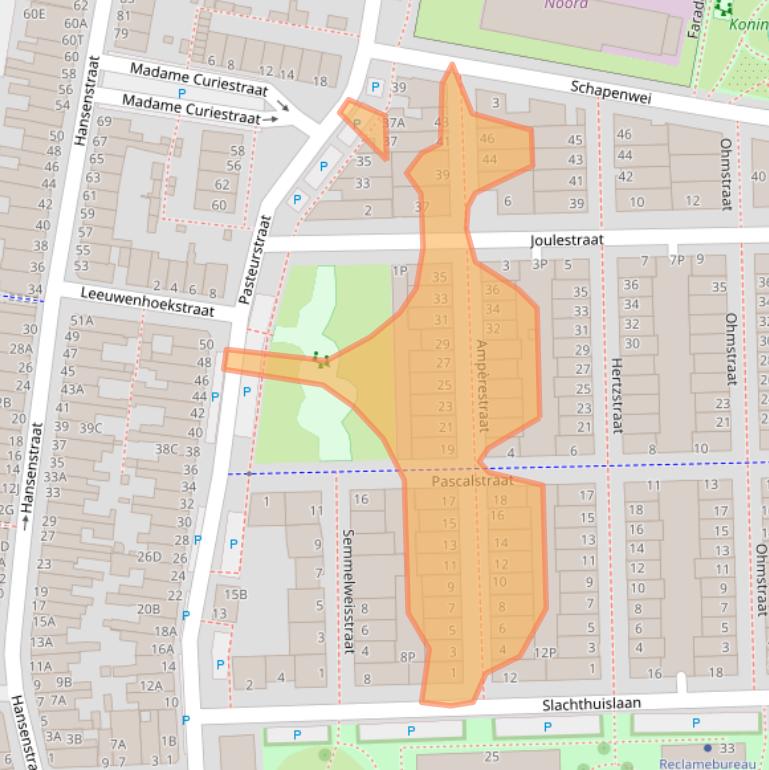 Kaart van postcodegebied 2316DG.
