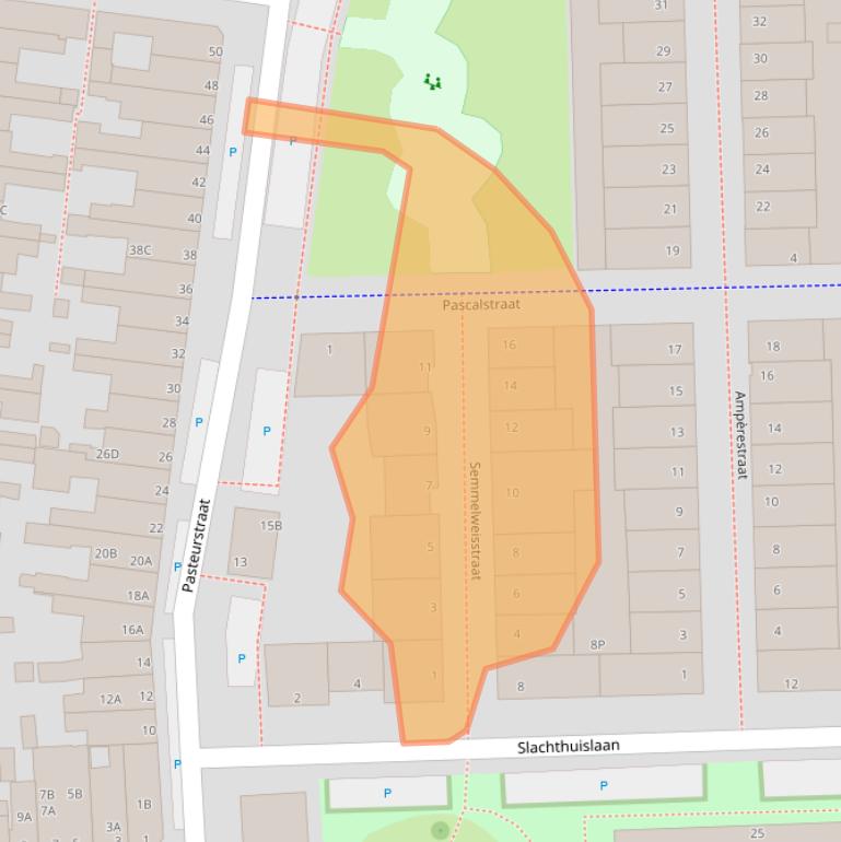 Kaart van postcodegebied 2316DK.