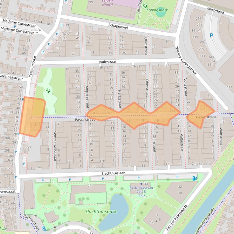 Kaart van postcodegebied 2316DL.