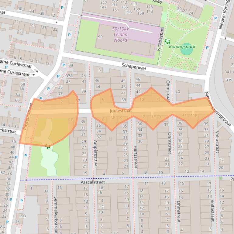 Kaart van postcodegebied 2316DM.