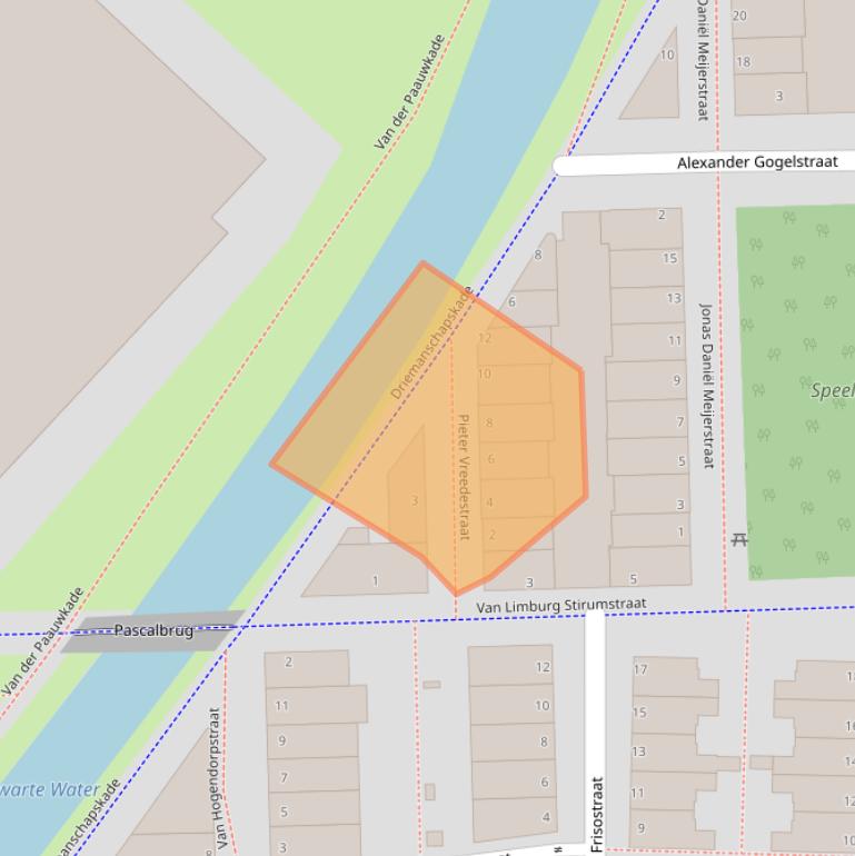 Kaart van postcodegebied 2316DR.