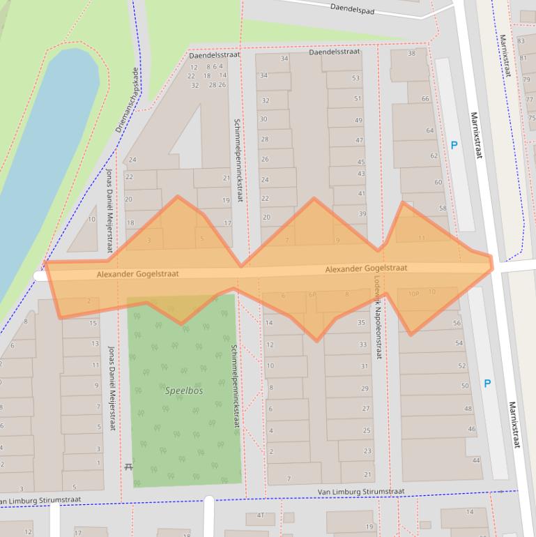 Kaart van postcodegebied 2316DV.