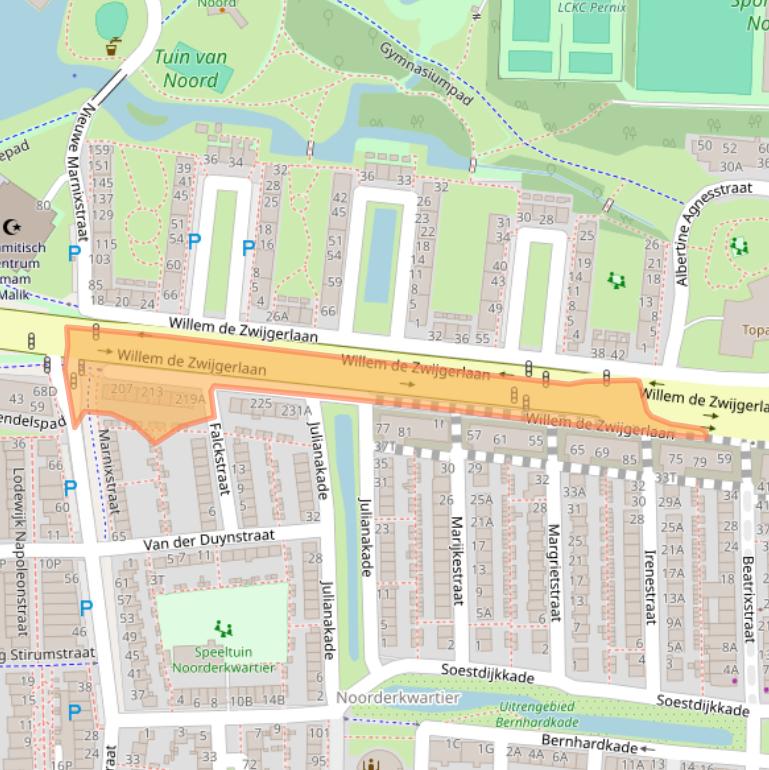 Kaart van postcodegebied 2316EA.