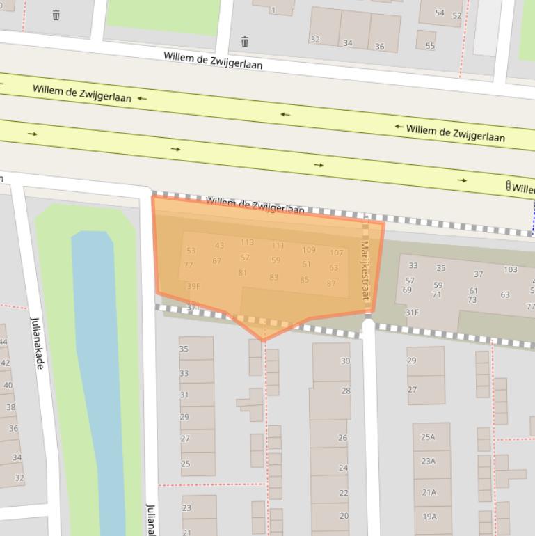 Kaart van postcodegebied 2316EC.