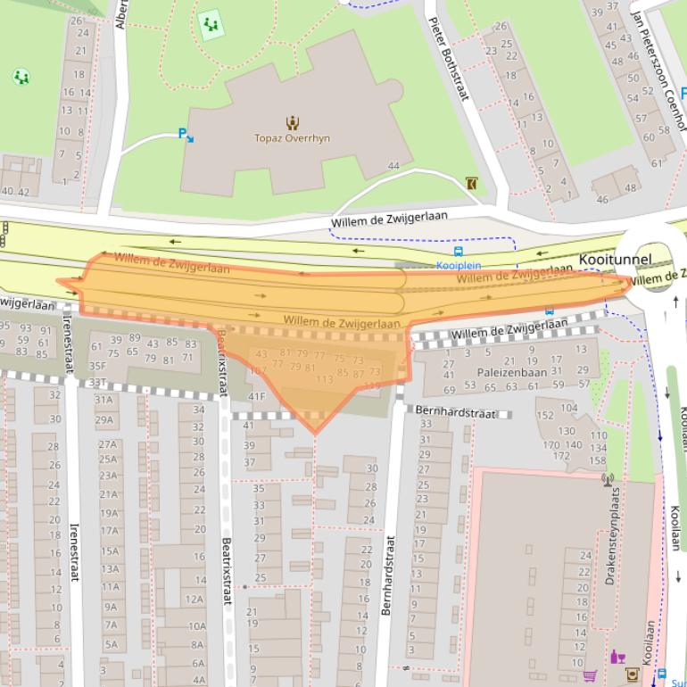 Kaart van postcodegebied 2316EH.